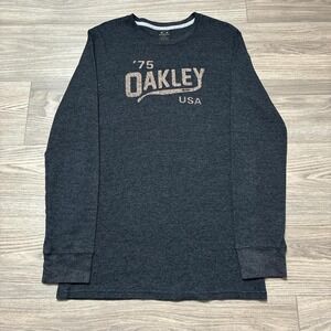 Oakley Waffle Knit Thermal Long Sleeve Gray Shirt Size Large Skater Surfer